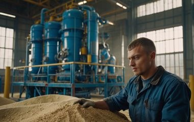 Процесс очищения песка от посторонних примесей